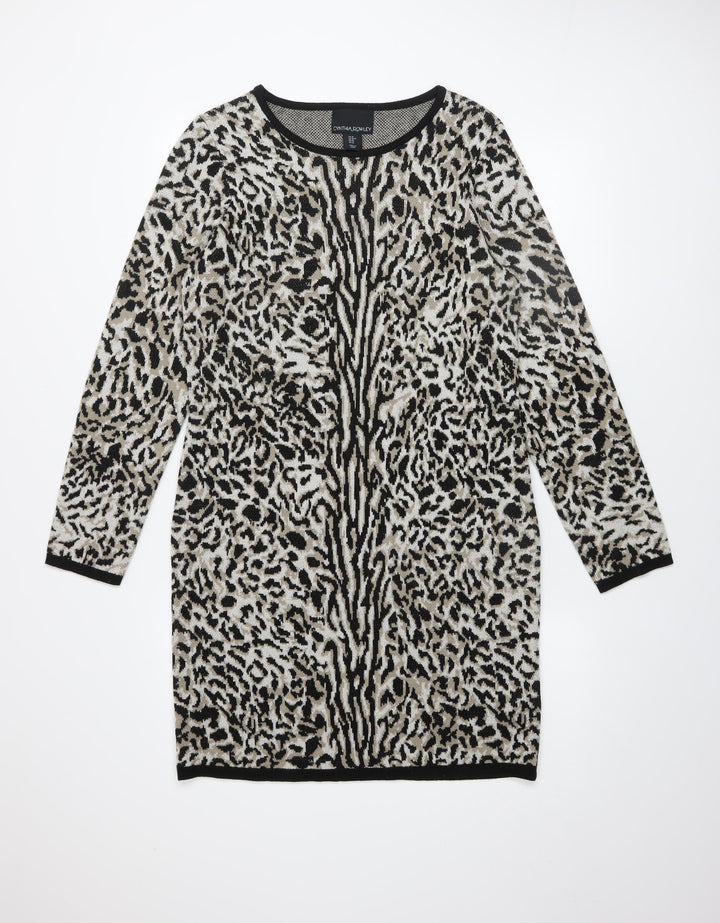 Cynthia Rowley Women's Multicoloured M Animal Print Knit Bodycon Dress