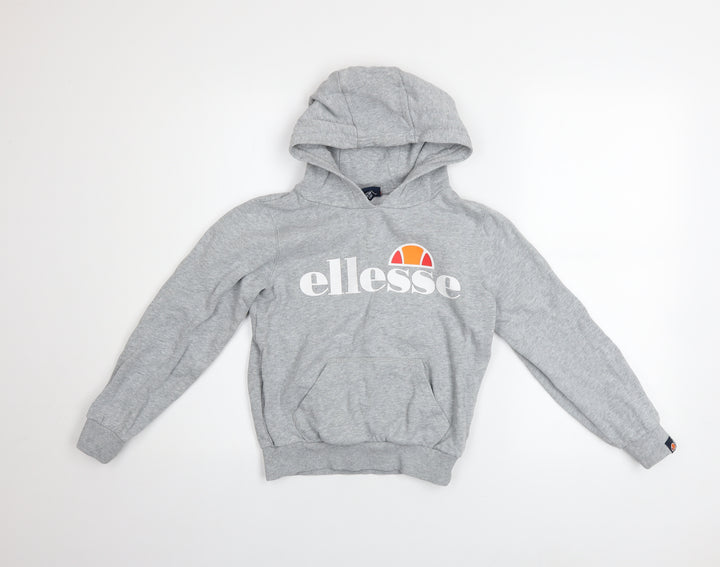 Ellesse Girls Grey Pullover Hoodie 8-9 Years Logo Fleece Sweatshirt