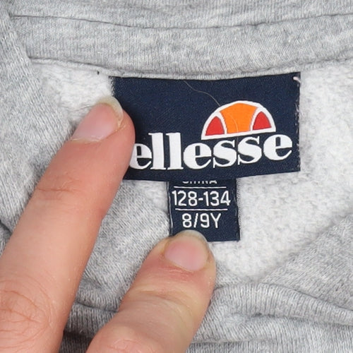 Ellesse Girls Grey Pullover Hoodie 8-9 Years Logo Fleece Sweatshirt
