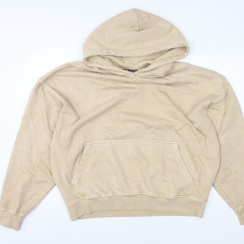 Zara Womens Beige Pullover Hoodie Size 12 Cotton Blend Casual