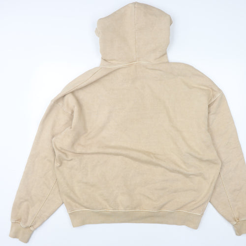 Zara Womens Beige Pullover Hoodie Size 12 Cotton Blend Casual