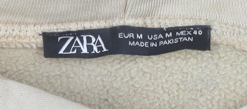 Zara Womens Beige Pullover Hoodie Size 12 Cotton Blend Casual