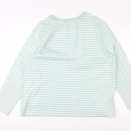 Bonmarché Women's Green Striped Lace Crew Neck Jumper Size 18