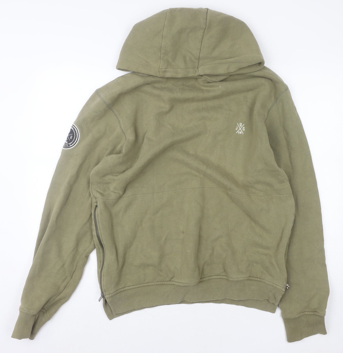 Jog On London Mens Green Pullover Hoodie L Regular Fit Cotton