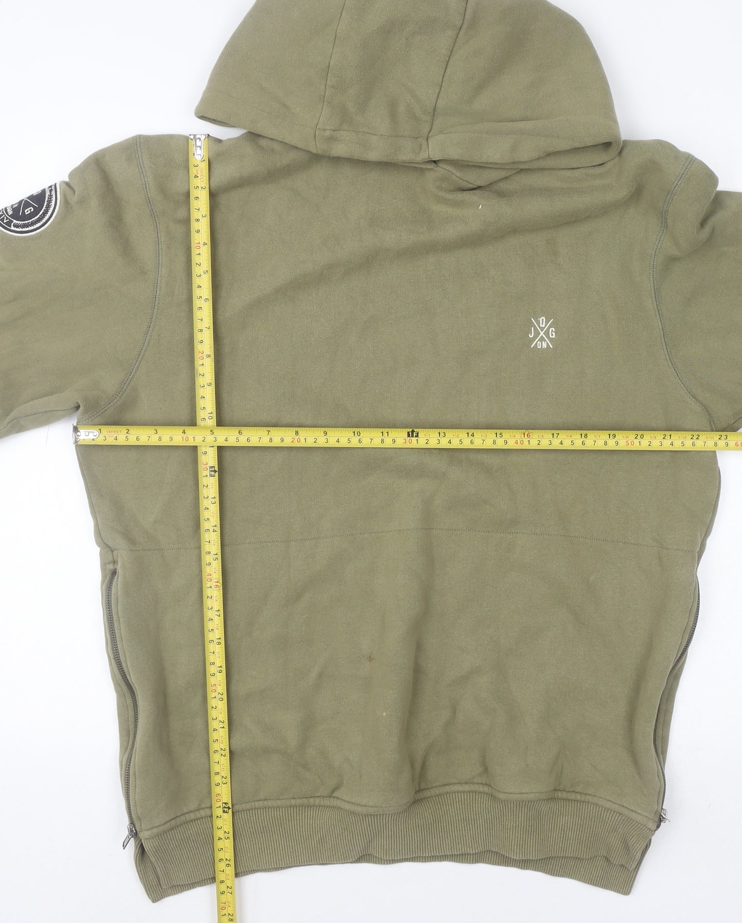 Jog On London Mens Green Pullover Hoodie L Regular Fit Cotton