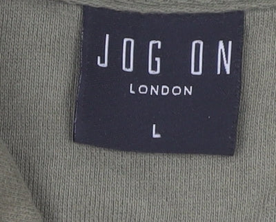 Jog On London Mens Green Pullover Hoodie L Regular Fit Cotton