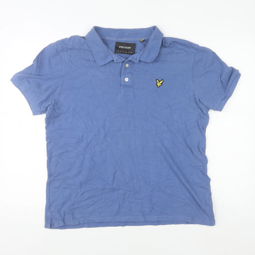 Lyle & Scott Men's Blue Cotton Polo Shirt Size L Regular Fit