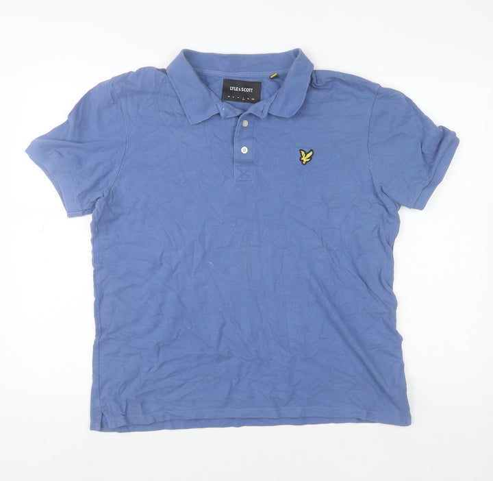 Lyle & Scott Men's Blue Cotton Polo Shirt Size L Regular Fit