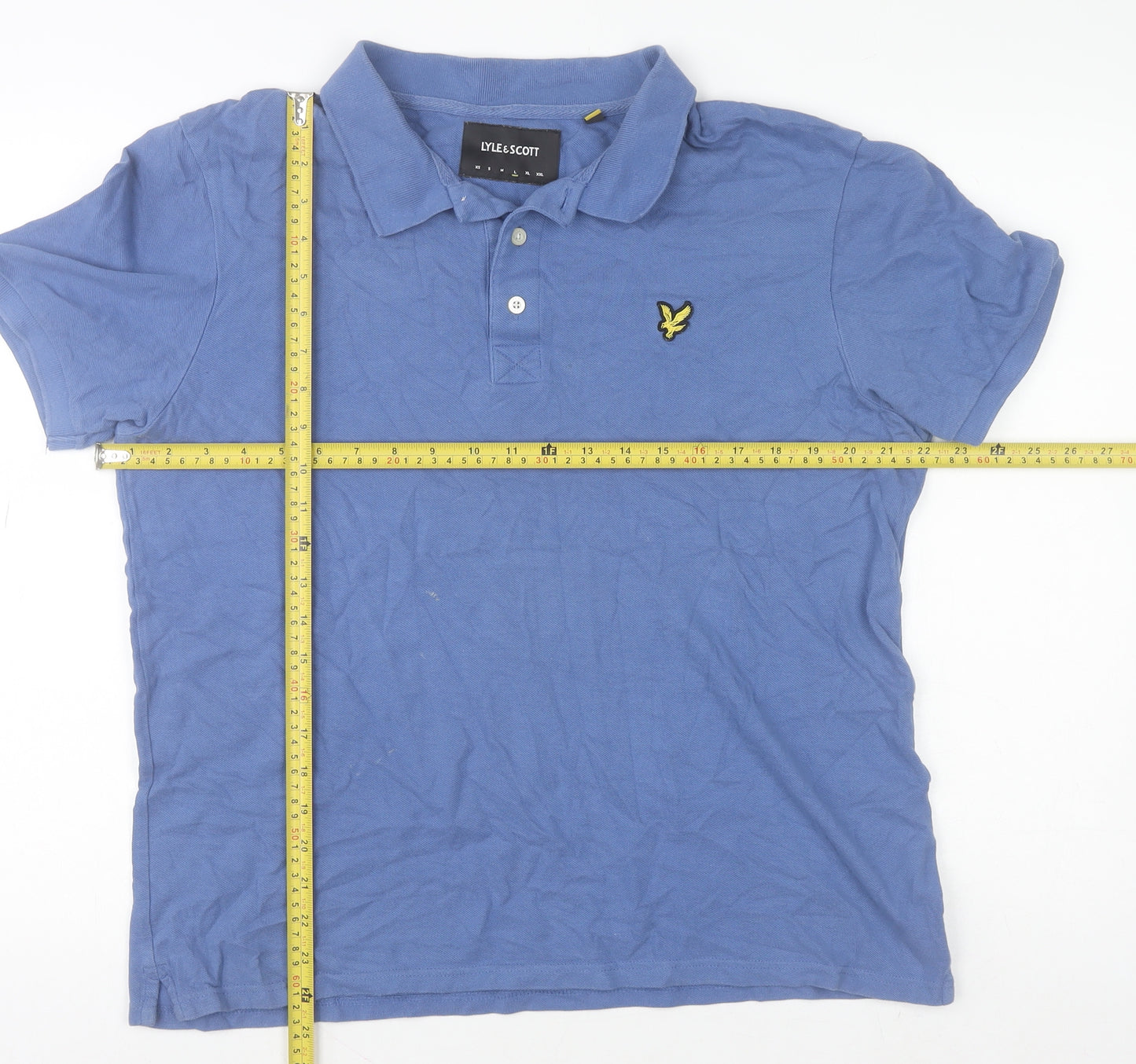 Lyle & Scott Men's Blue Cotton Polo Shirt Size L Regular Fit