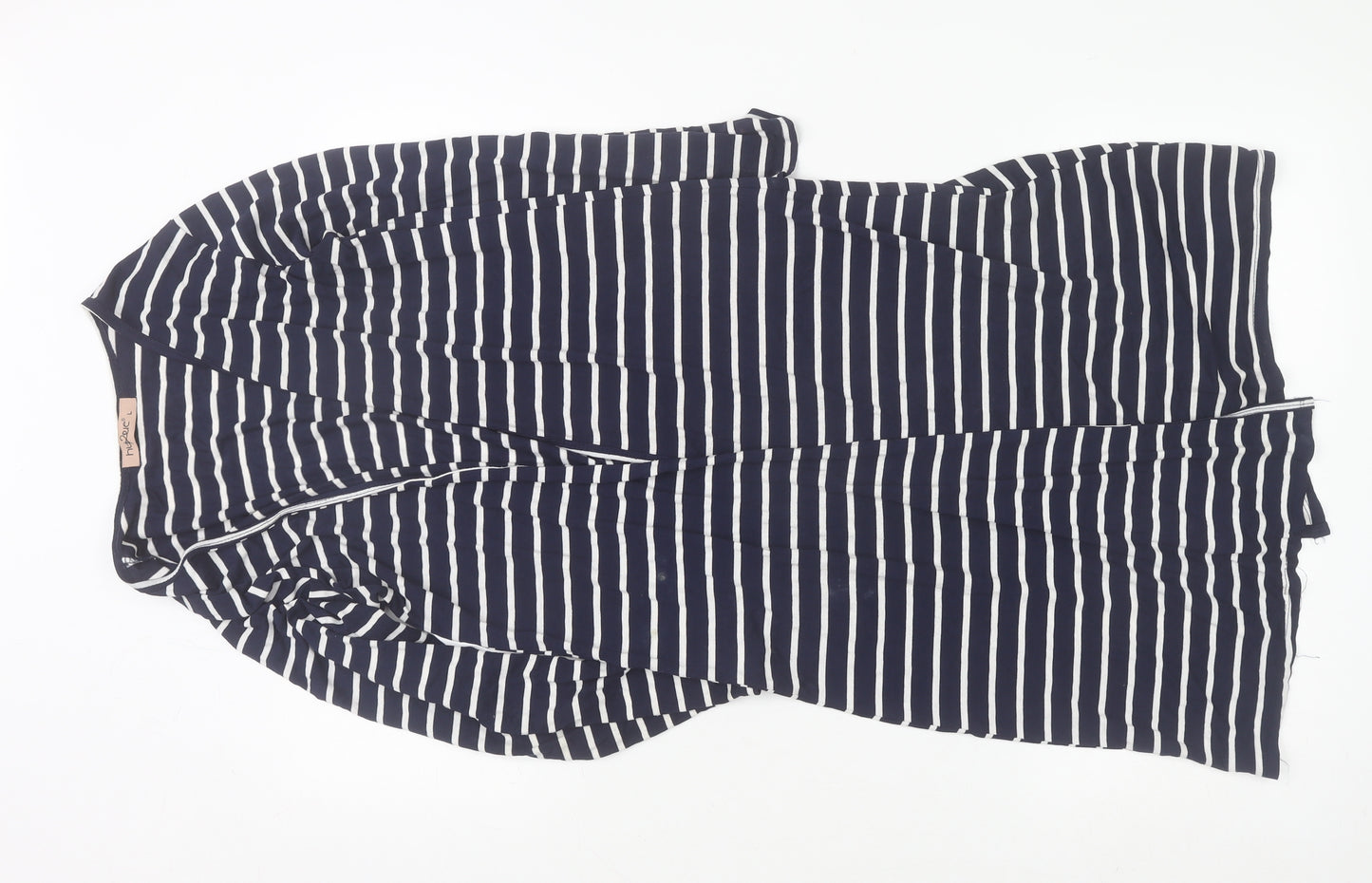 Hype Women’s Blue Striped Open Cardigan Size L Lightweight Jersey