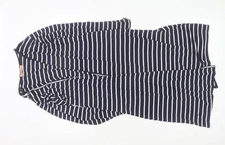 Hype Women’s Blue Striped Open Cardigan Size L Lightweight Jersey