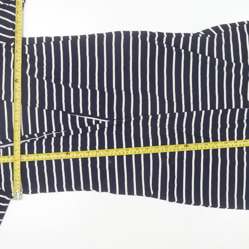 Hype Women’s Blue Striped Open Cardigan Size L Lightweight Jersey