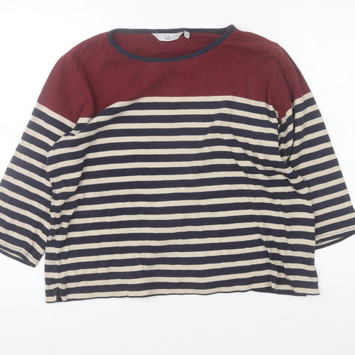 Isle Womens Multicoloured Striped Cotton 3/4 Sleeve T-Shirt L