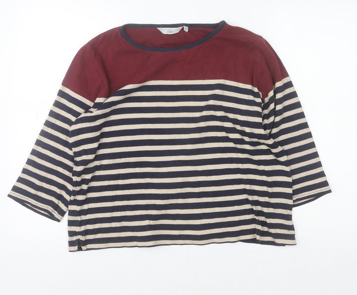 Isle Womens Multicoloured Striped Cotton 3/4 Sleeve T-Shirt L