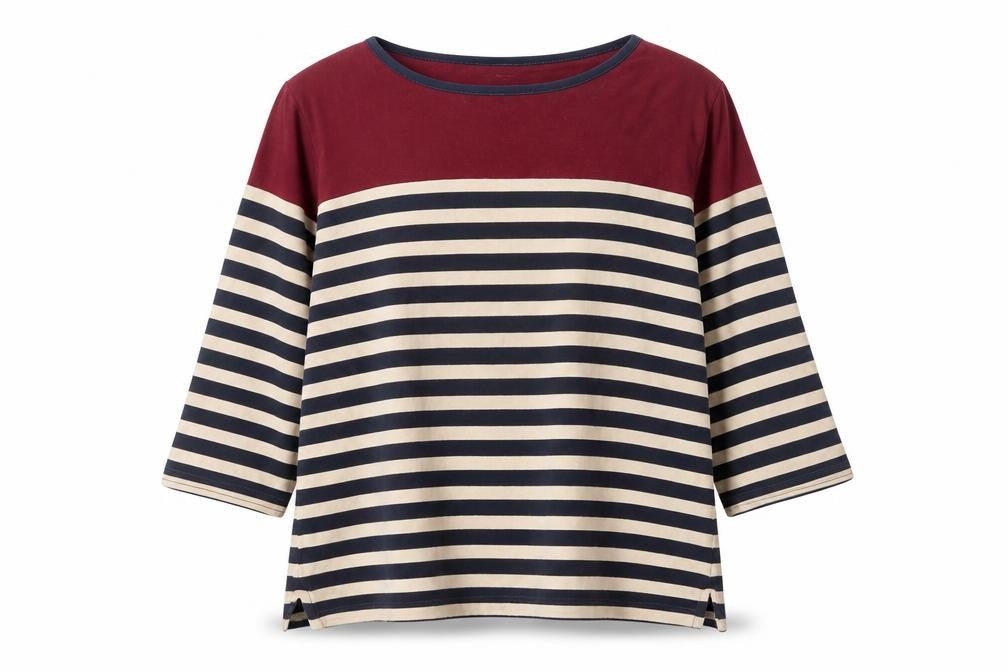 Isle Womens Multicoloured Striped Cotton 3/4 Sleeve T-Shirt L