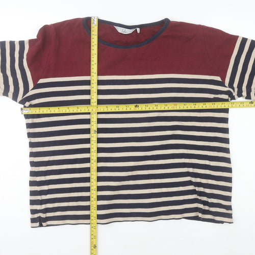 Isle Womens Multicoloured Striped Cotton 3/4 Sleeve T-Shirt L