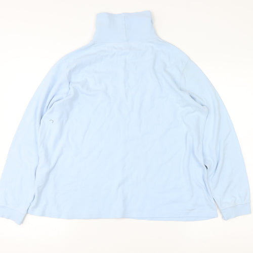 Country Collection Women Blue Roll Neck Long Sleeve Cotton Top L