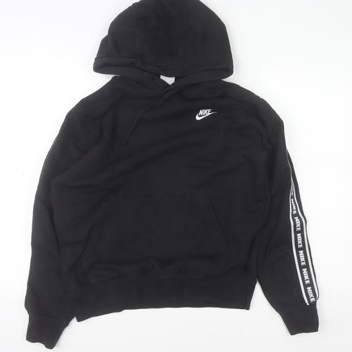 Nike Men's Black Pullover Hoodie with Logo Tape Size S