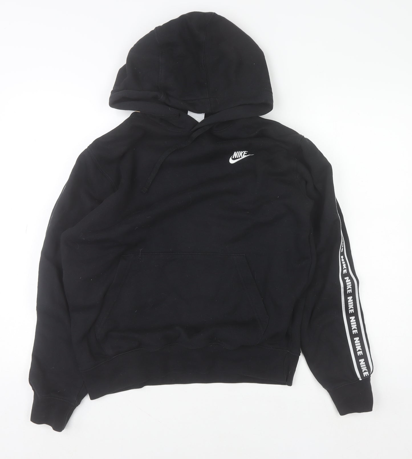 Nike Men's Black Pullover Hoodie with Logo Tape Size S
