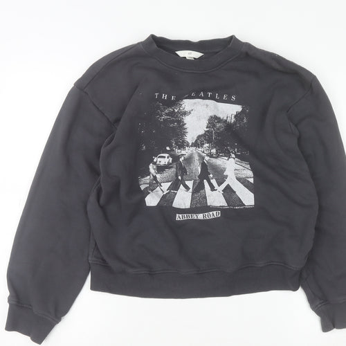 H&M Womens Black XS Pullover Sweatshirt The Beatles Abbey Road Graphic Print