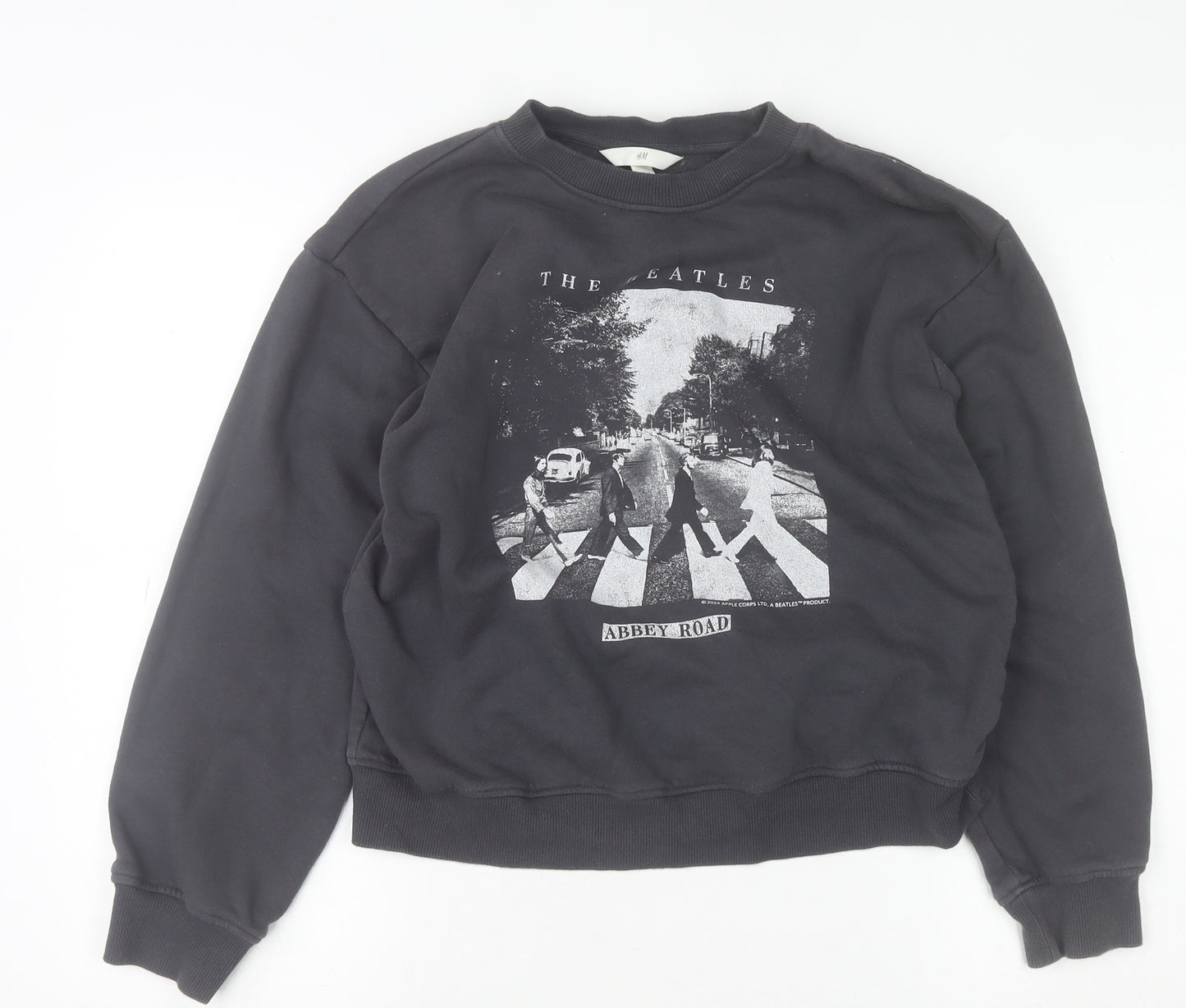 H&M Womens Black XS Pullover Sweatshirt The Beatles Abbey Road Graphic Print