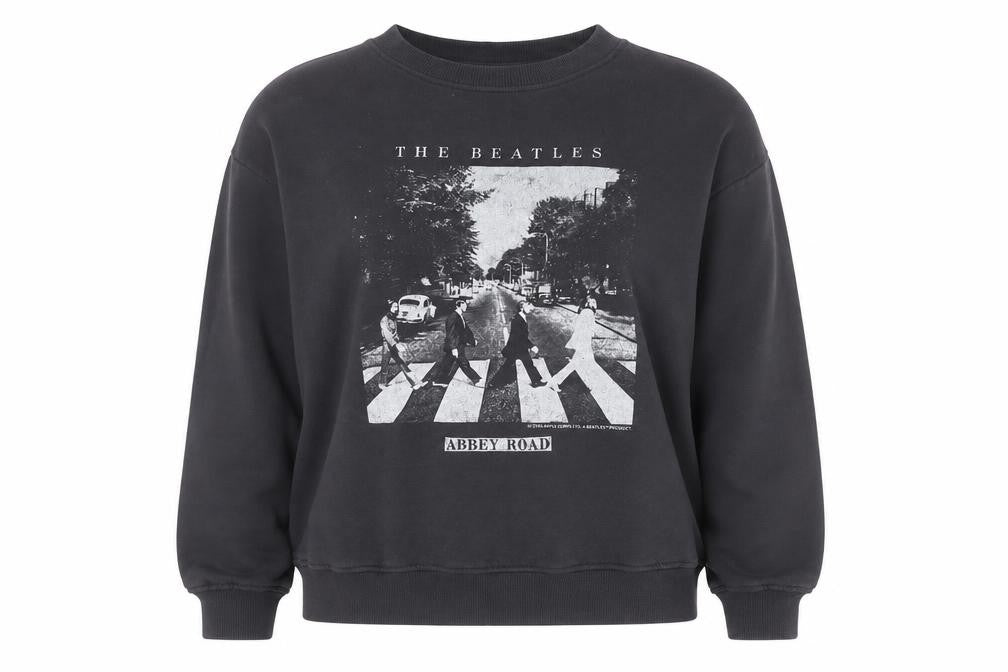 H&M Womens Black XS Pullover Sweatshirt The Beatles Abbey Road Graphic Print