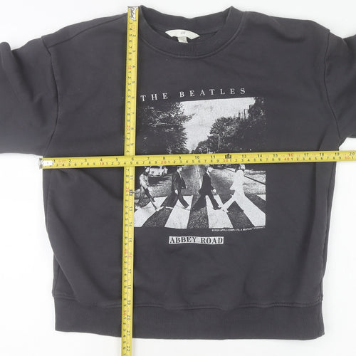 H&M Womens Black XS Pullover Sweatshirt The Beatles Abbey Road Graphic Print