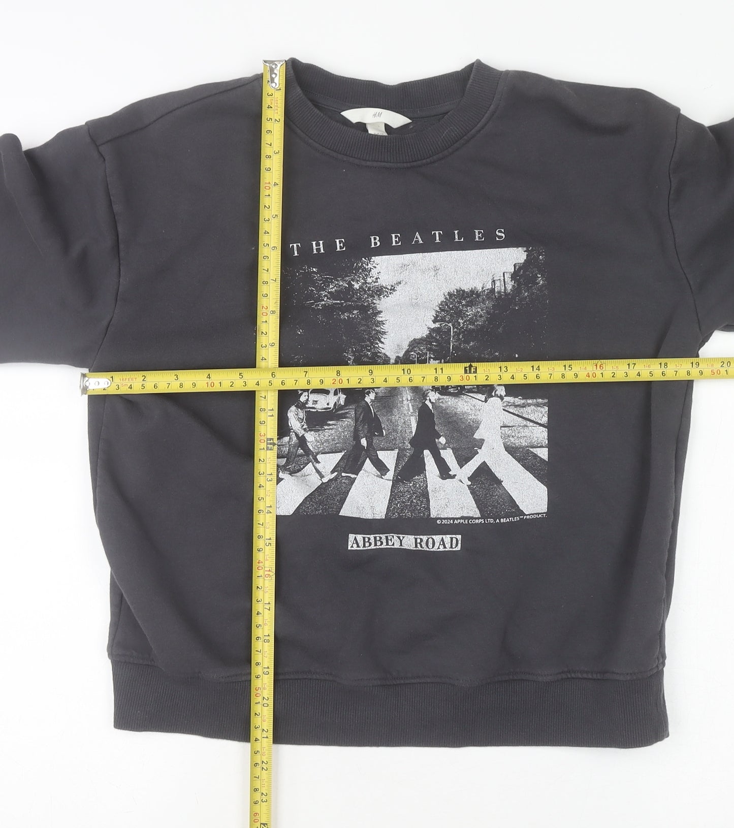 H&M Womens Black XS Pullover Sweatshirt The Beatles Abbey Road Graphic Print