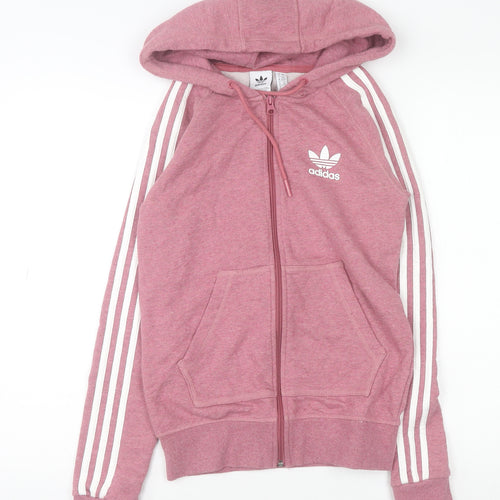 Adidas Womens Pink Full Zip Hoodie Size XS Cotton Blend