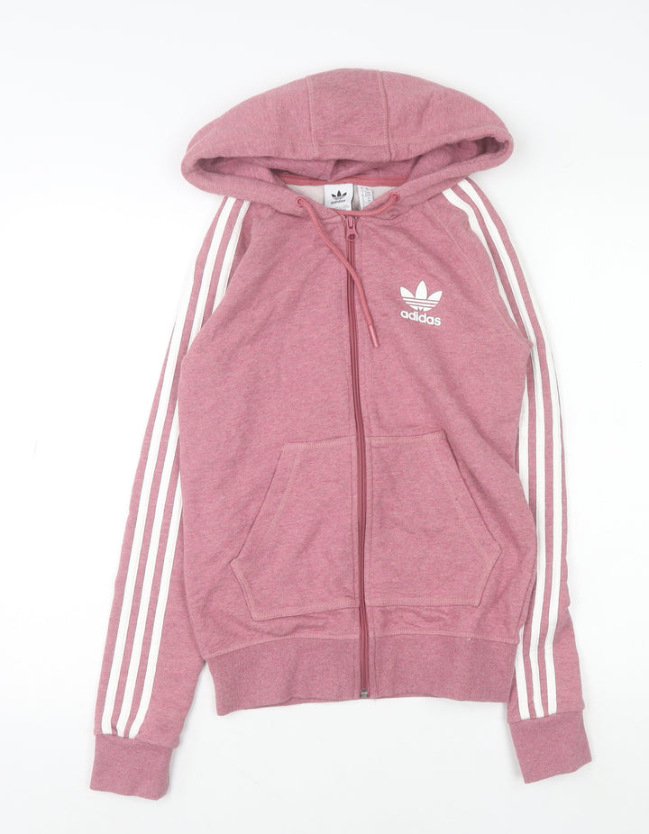 Adidas Womens Pink Full Zip Hoodie Size XS Cotton Blend