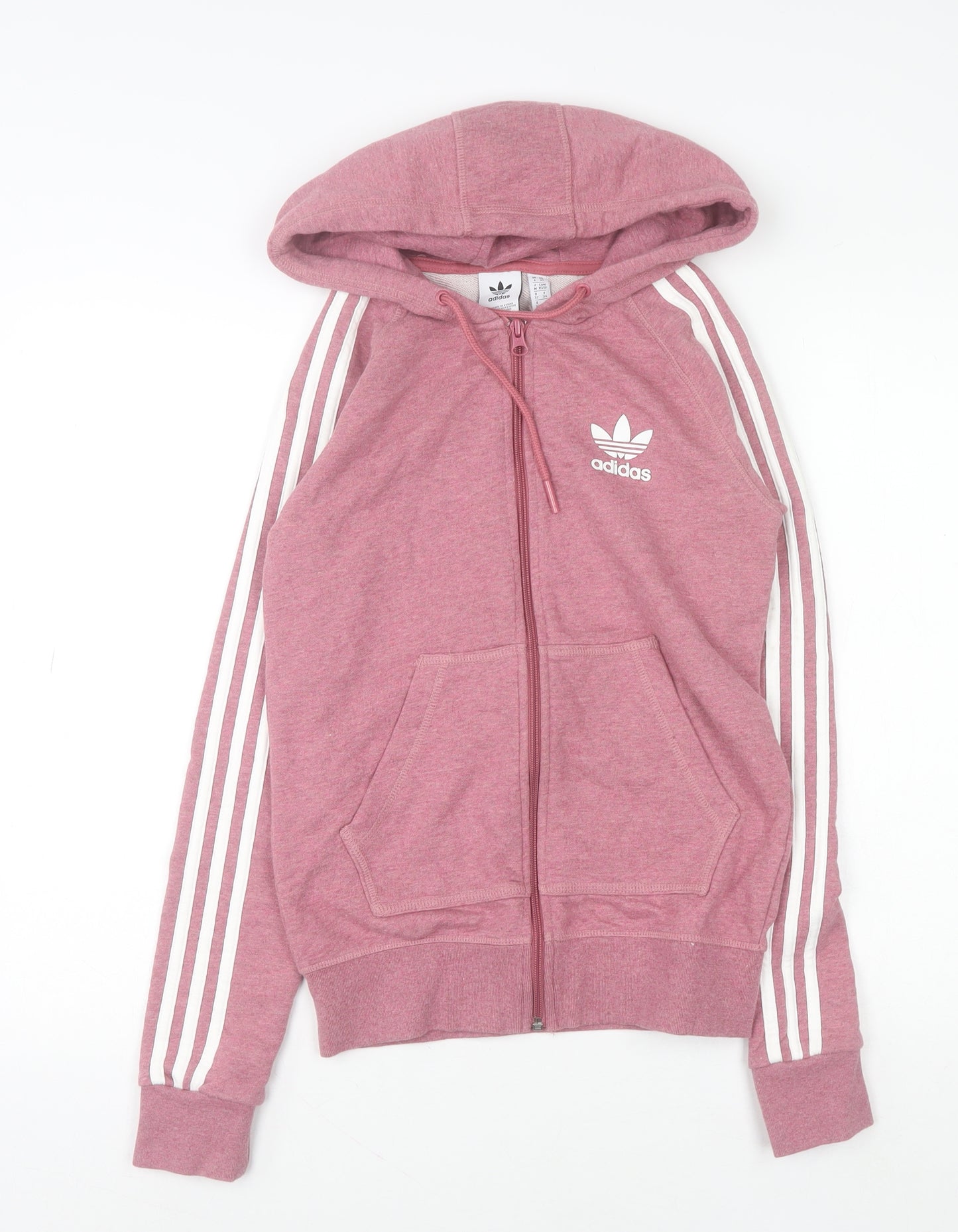 Adidas Womens Pink Full Zip Hoodie Size XS Cotton Blend