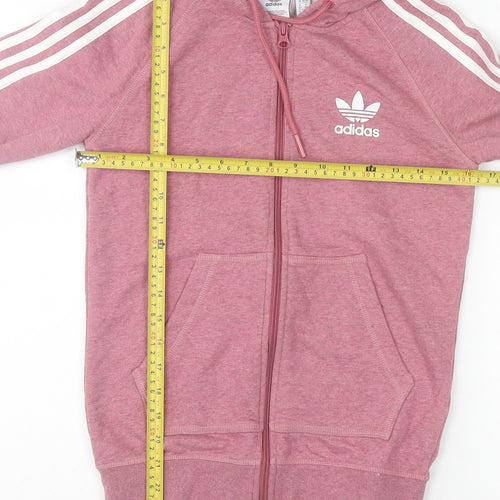 Adidas Womens Pink Full Zip Hoodie Size XS Cotton Blend