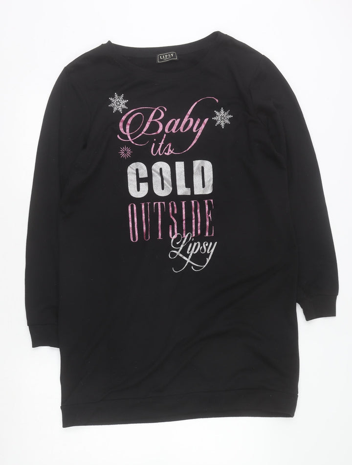 Lipsy Women Black Long Sleeve Pullover Sweatshirt Size 14/16