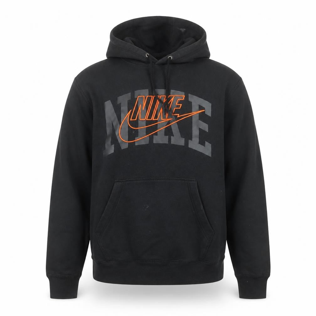 Front view of Nike Men's Black Pullover Hoodie S Graphic Logo Fleece Sweatshirt