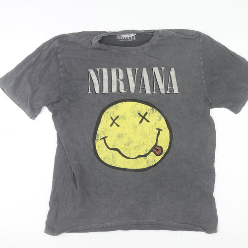 Stradivarius Men’s Grey Nirvana Graphic Band T-Shirt Size M