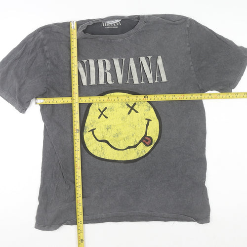 Stradivarius Men’s Grey Nirvana Graphic Band T-Shirt Size M
