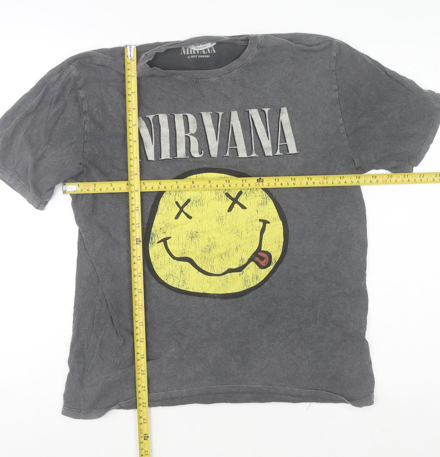 Stradivarius Men’s Grey Nirvana Graphic Band T-Shirt Size M
