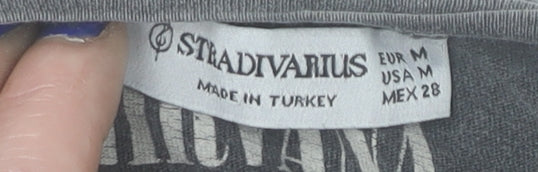 Stradivarius Men’s Grey Nirvana Graphic Band T-Shirt Size M