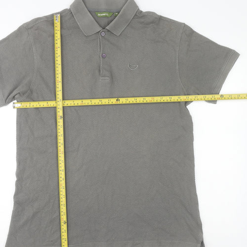 Brasher Mens Grey Cotton Outdoor Polo Shirt Size M Regular Fit