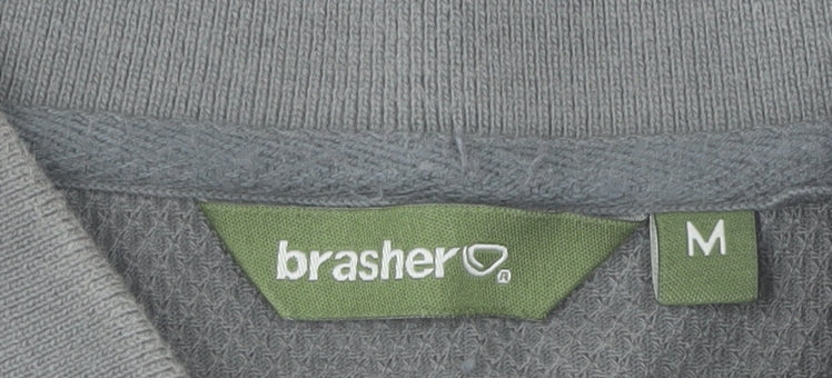 Brasher Mens Grey Cotton Outdoor Polo Shirt Size M Regular Fit