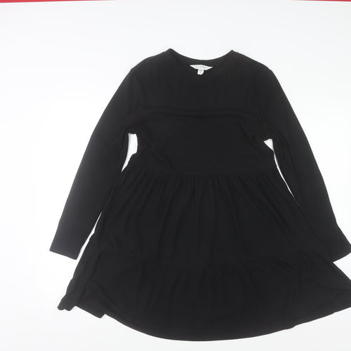 Miss Selfridge Women's Black Size 12 Long Sleeve Skater Dress