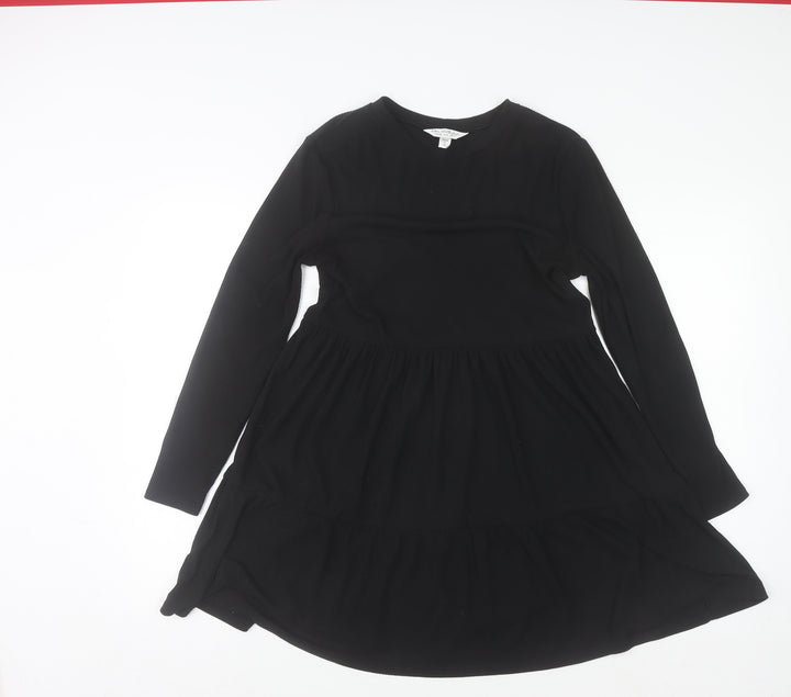 Miss Selfridge Women's Black Size 12 Long Sleeve Skater Dress