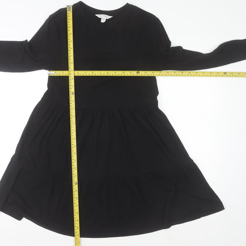 Miss Selfridge Women's Black Size 12 Long Sleeve Skater Dress