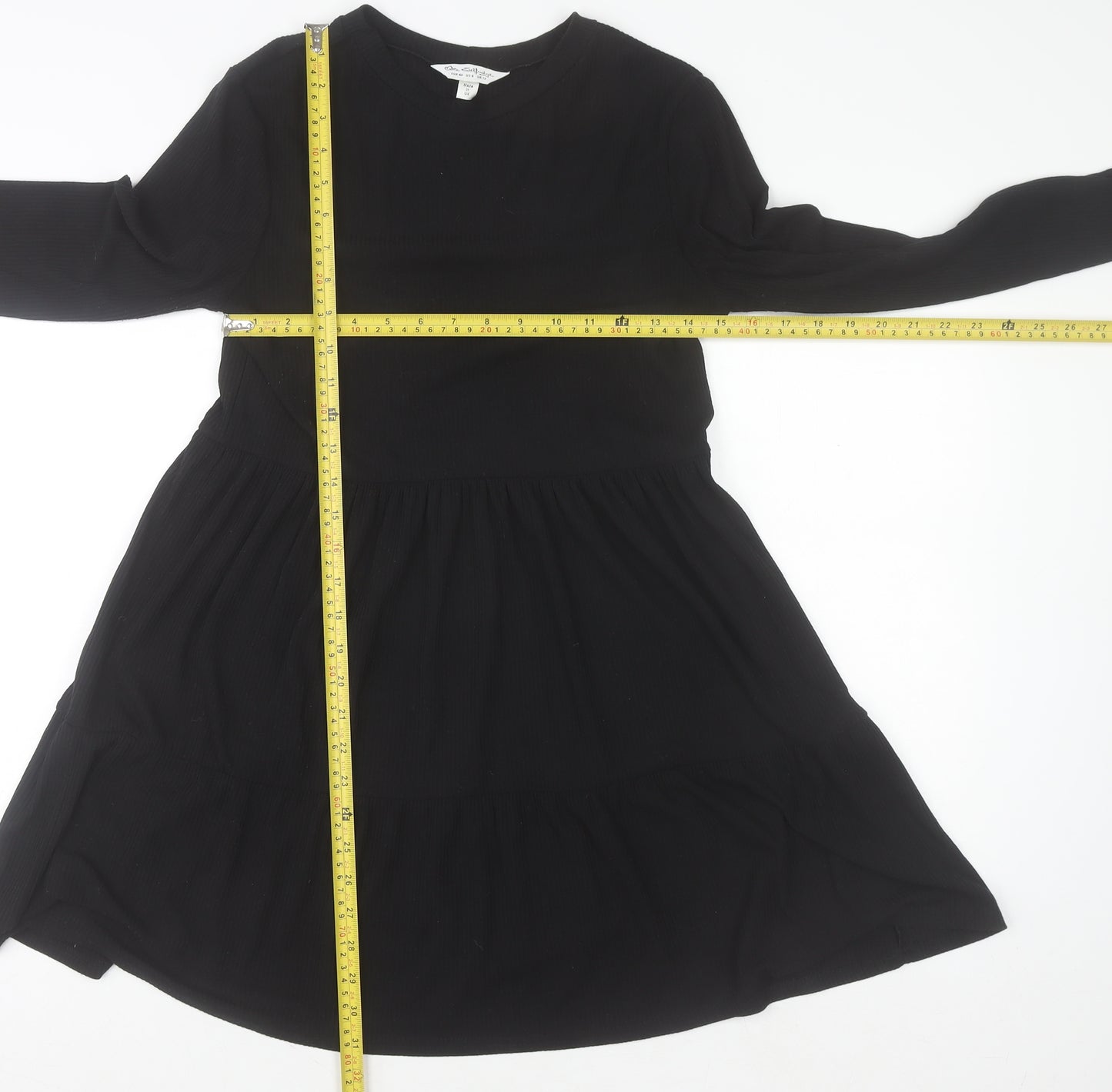 Miss Selfridge Women's Black Size 12 Long Sleeve Skater Dress