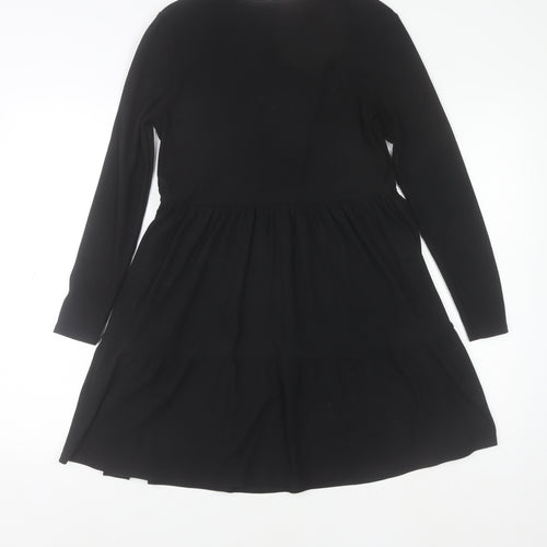 Miss Selfridge Women's Black Size 12 Long Sleeve Skater Dress