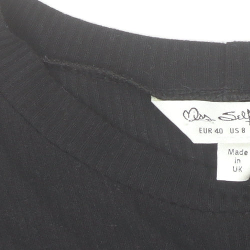Miss Selfridge Women's Black Size 12 Long Sleeve Skater Dress