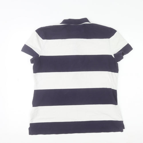 Tommy Hilfiger Men's Blue White Striped Slim Fit Polo Shirt M