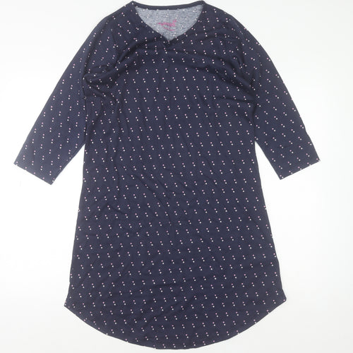 Zenith Womens Blue Polka Dot T-Shirt Dress Size S 3/4 Sleeve
