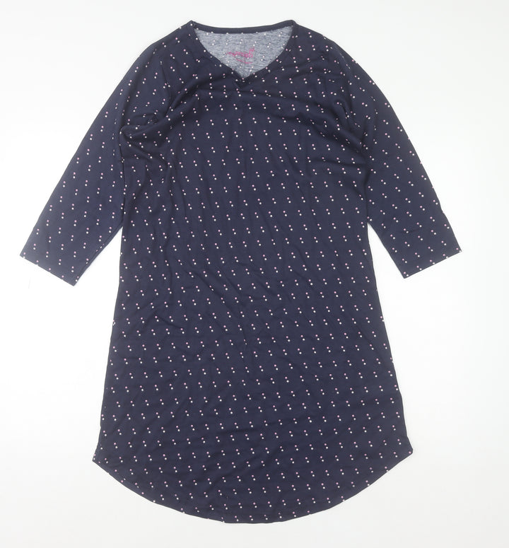 Zenith Womens Blue Polka Dot T-Shirt Dress Size S 3/4 Sleeve
