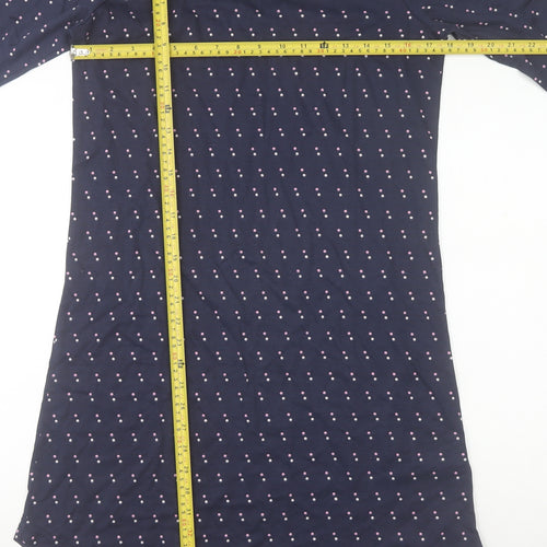 Zenith Womens Blue Polka Dot T-Shirt Dress Size S 3/4 Sleeve